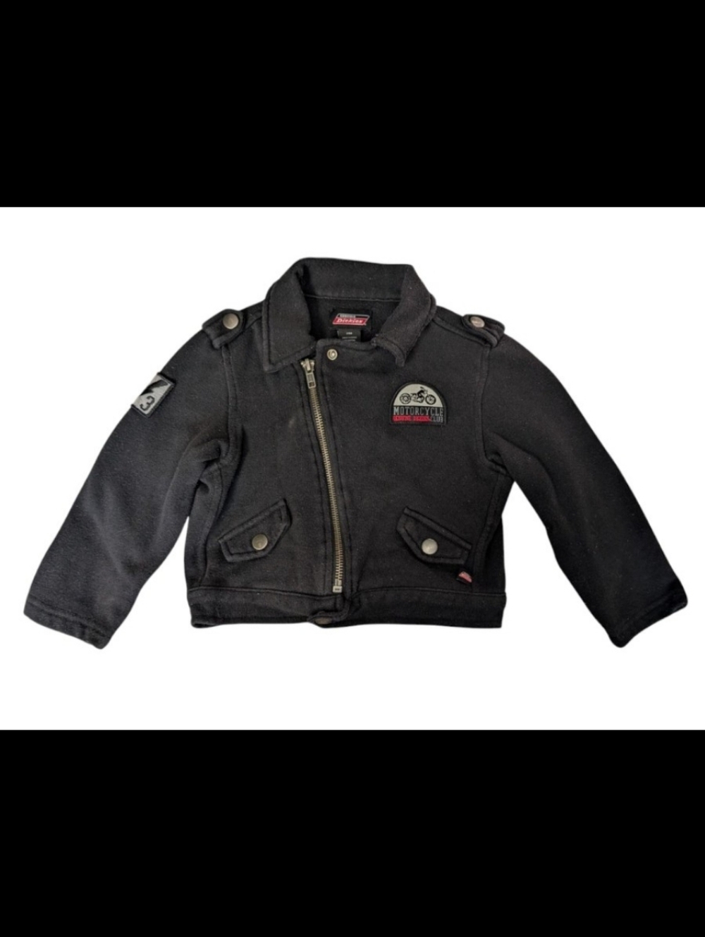 Kids Black Motorcycle-Style Jacket - Size: 24 Months